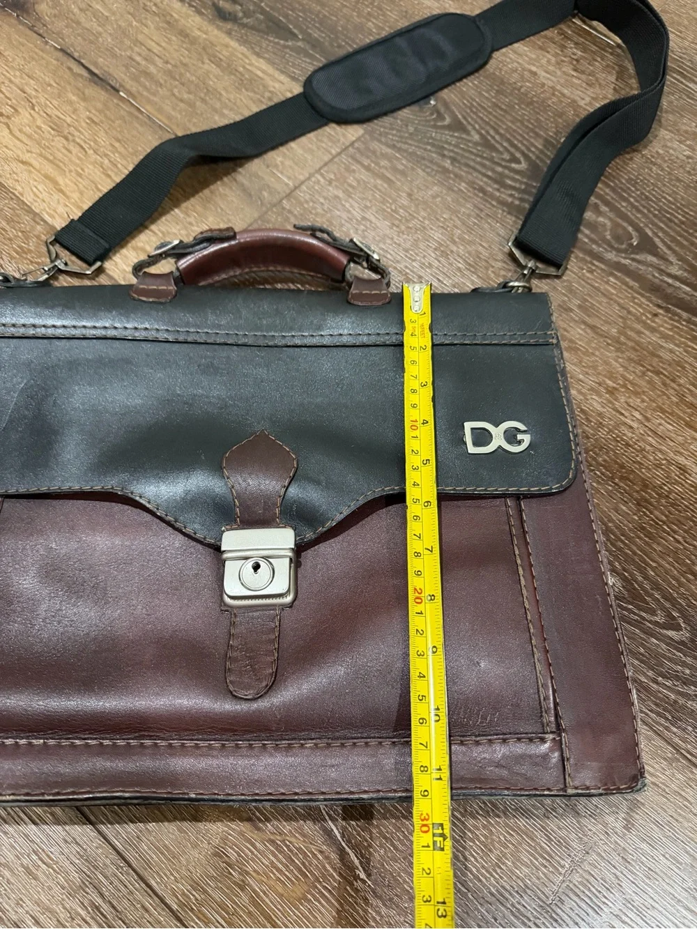 Vintage Men’s Two-Tone D&G Black and Burgundy Leather Briefcase